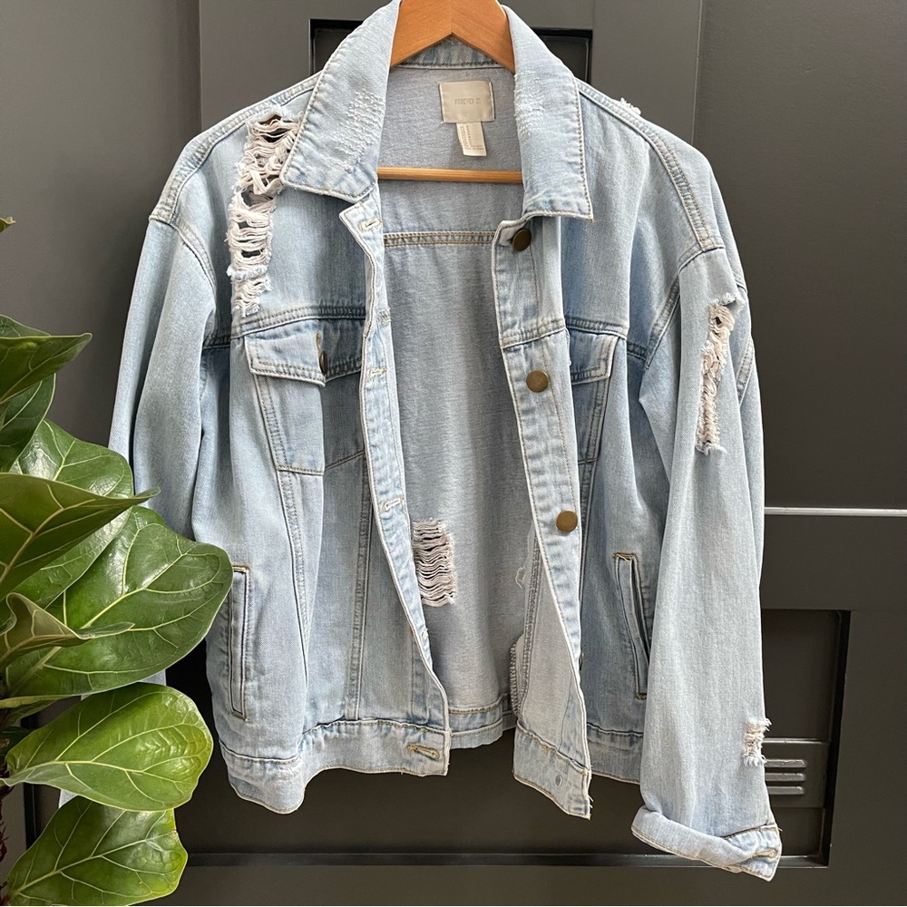 Distressed Blue Jean Jacket